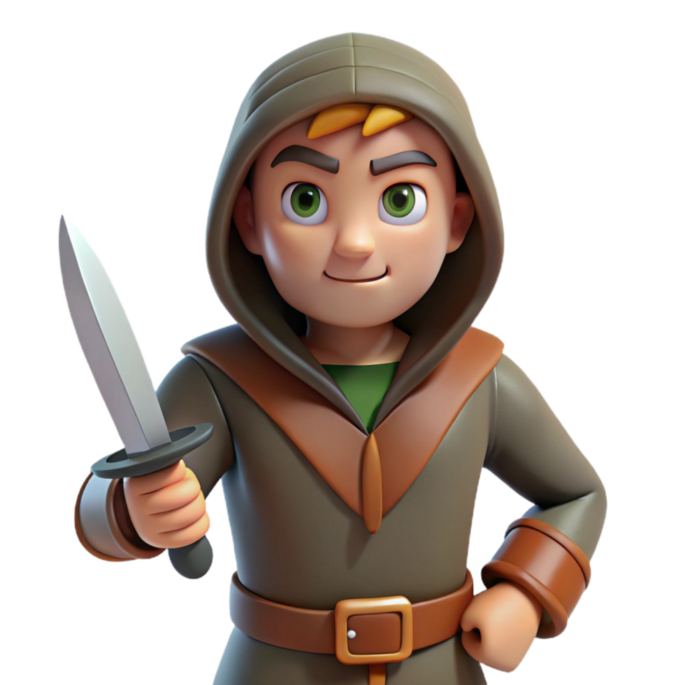 serene artistic A cunning rogue, holding a dagger genuine png
