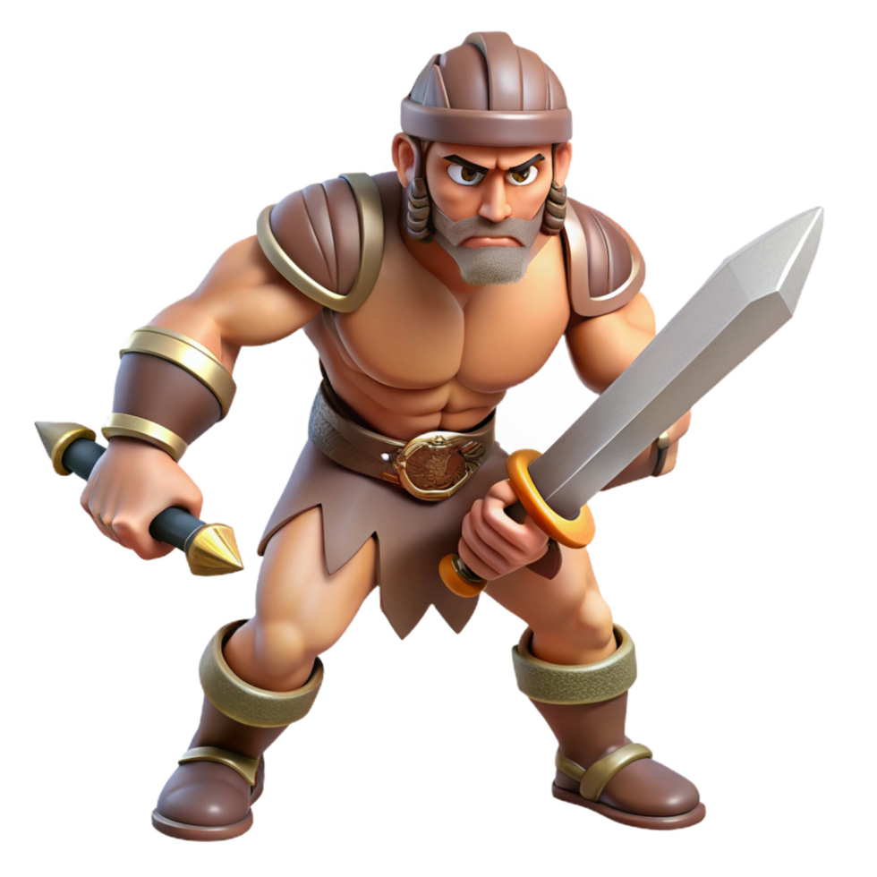 magnificent creative A fierce barbarian, wielding a two-handed sword genuine png