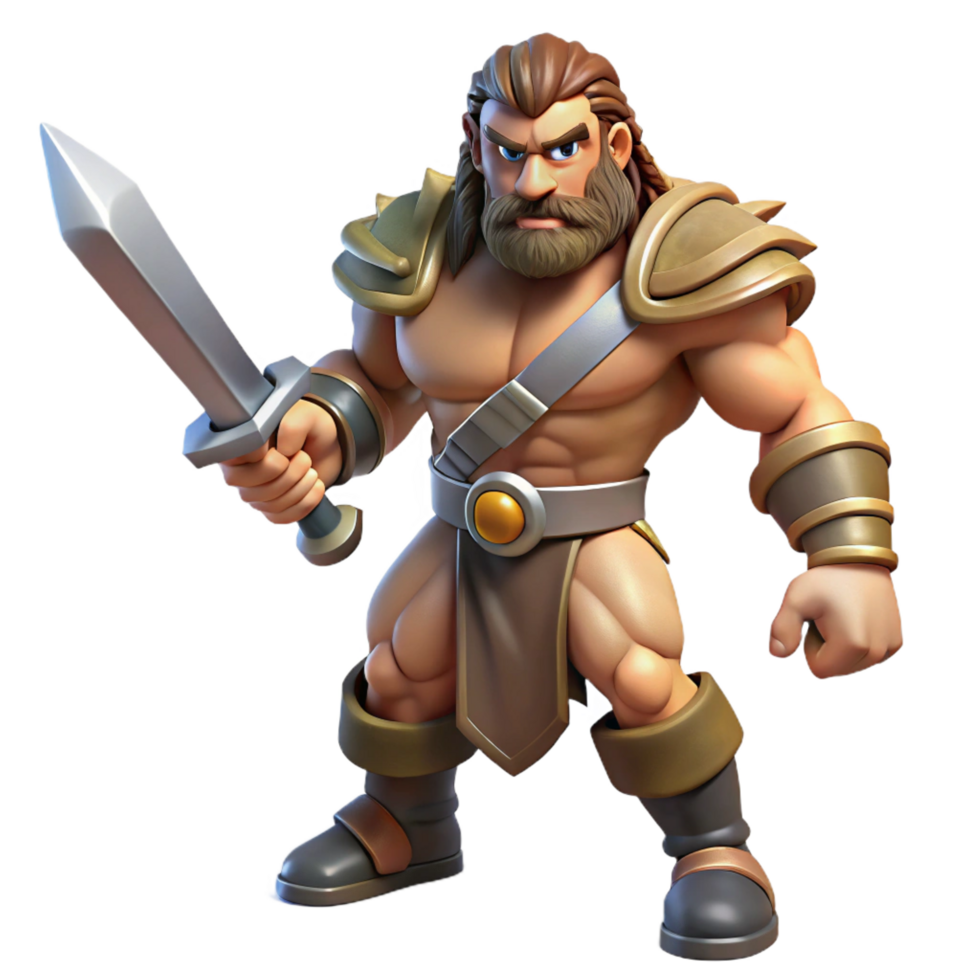 vibrant minimalist A fierce barbarian, wielding a two-handed sword genuine png