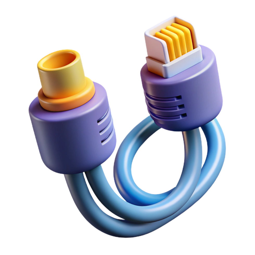 vibrant creative Data cable with various connectors authentic png