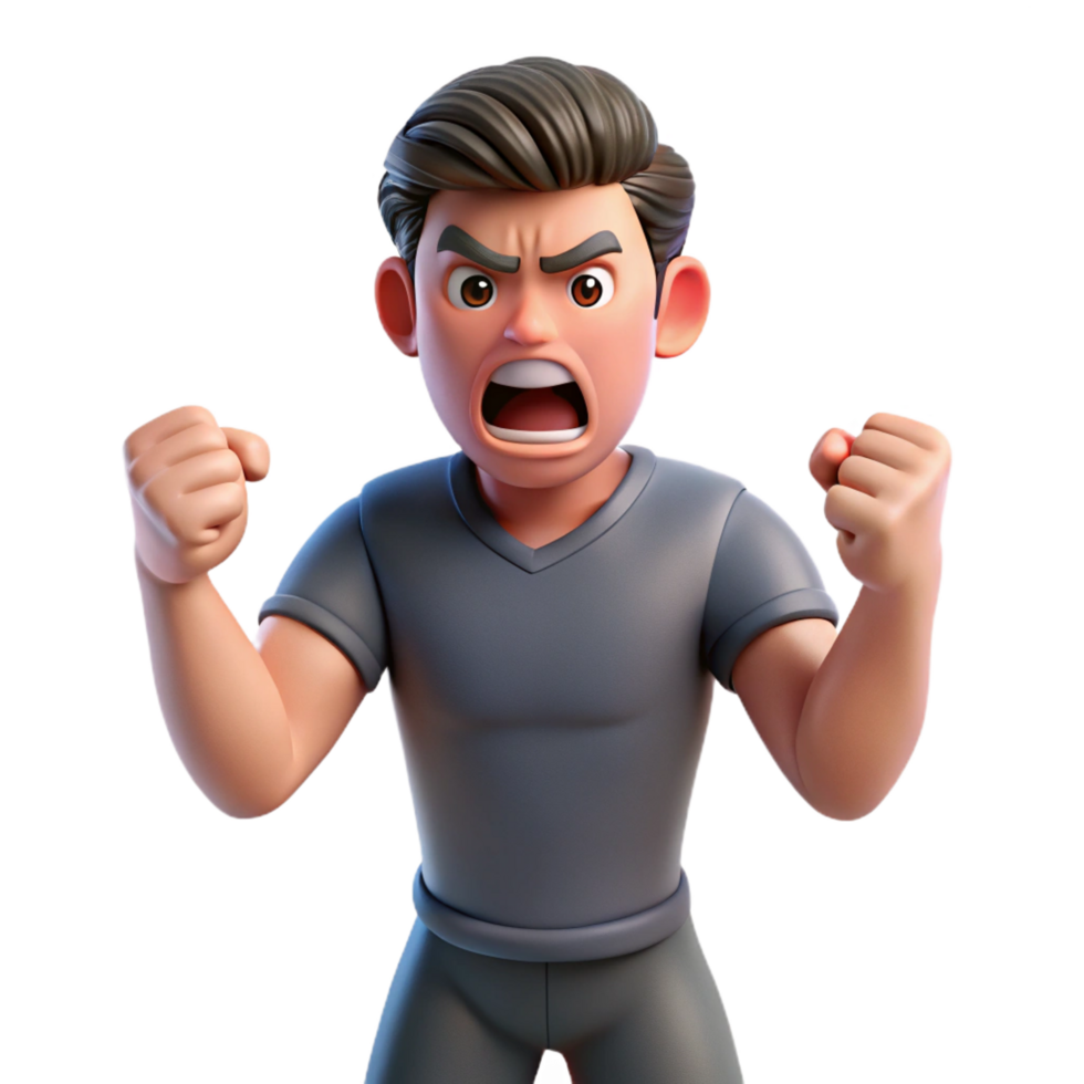 serene vintage Angry man, clenched fists, high quality png