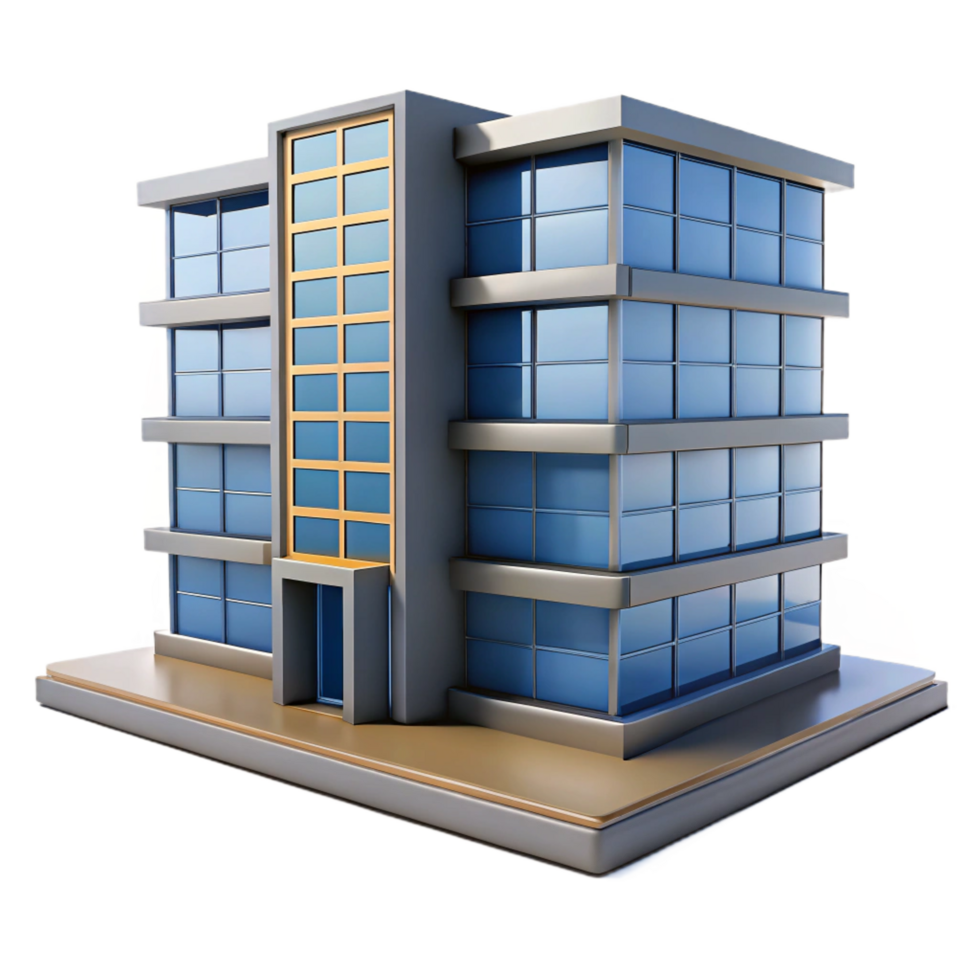 stunning minimalist Modern apartment building facade, concrete and glass exclusive png