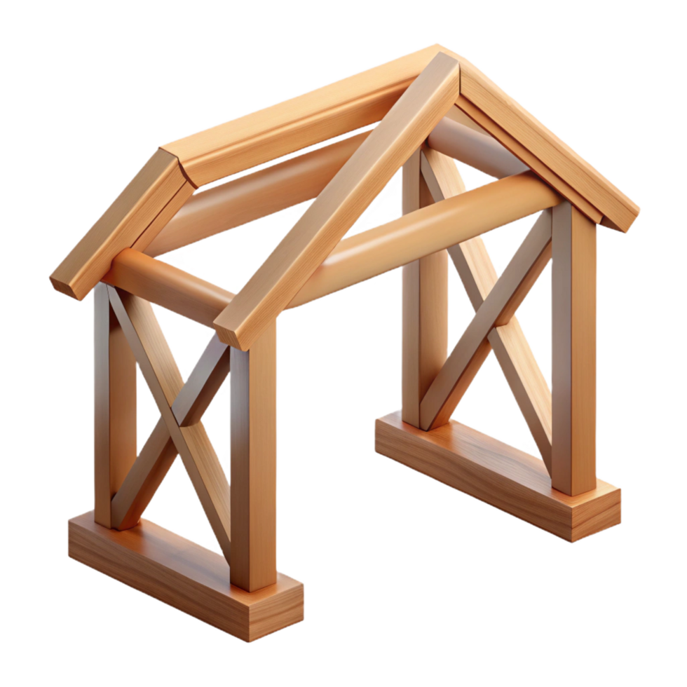 vibrant traditional Wooden truss, traditional construction authentic png