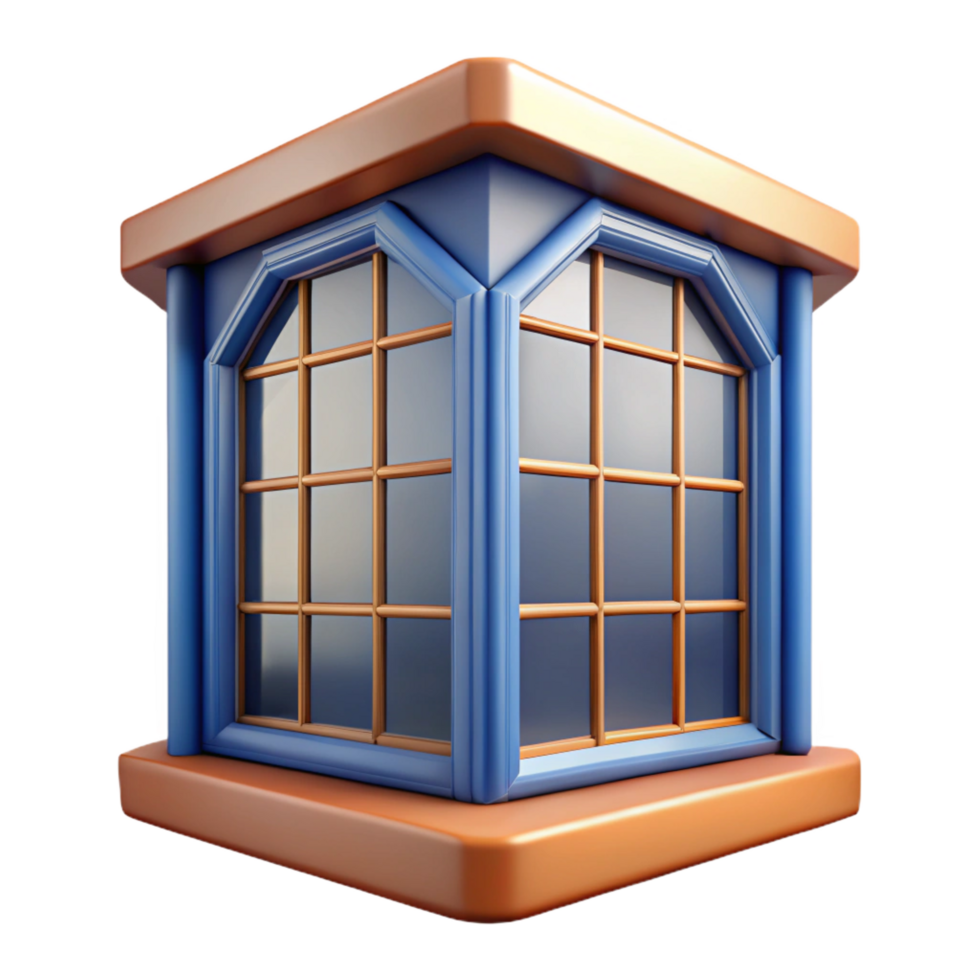 magnificent vintage Bay window, multi-paned, projecting high quality png