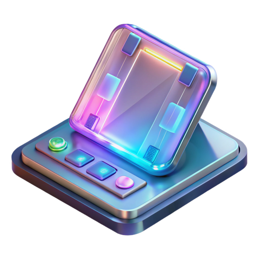 impressive vintage Futuristic tablet with holographic display detailed png