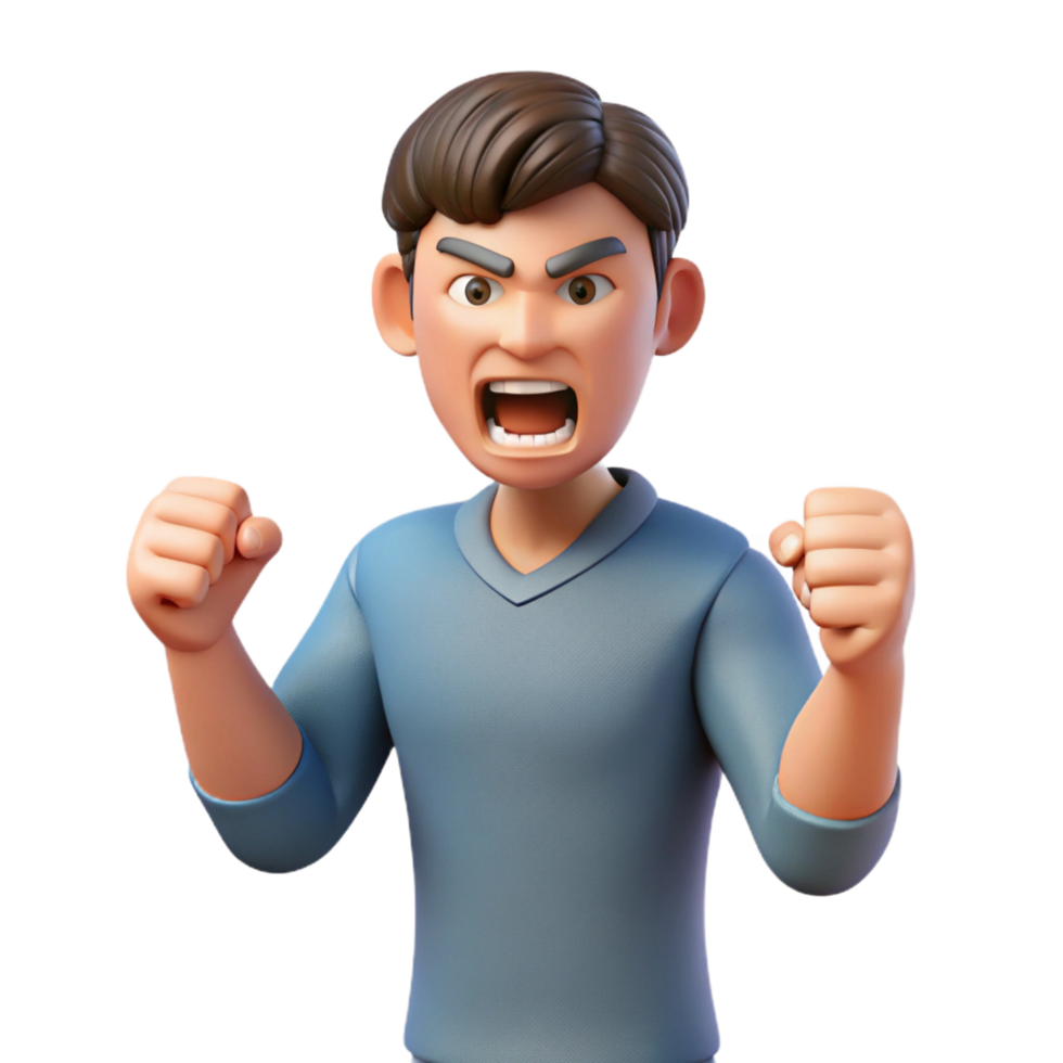 magnificent traditional Angry man clenching fists, 4K png