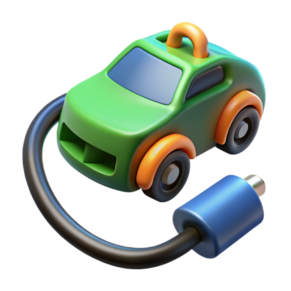 wonderful traditional Electric car charging cable plugged into a port 4K png