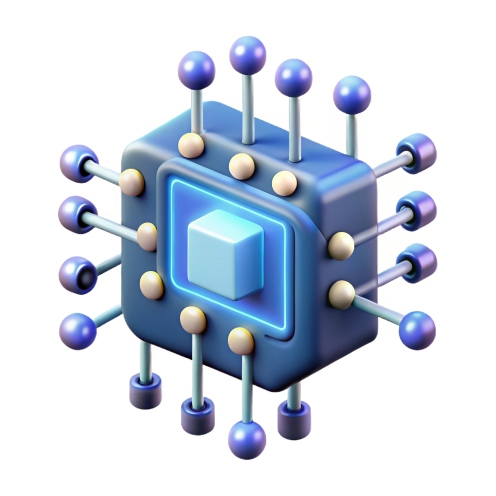 magnificent creative Artificial intelligence circuit board with glowing nodes high resolution png