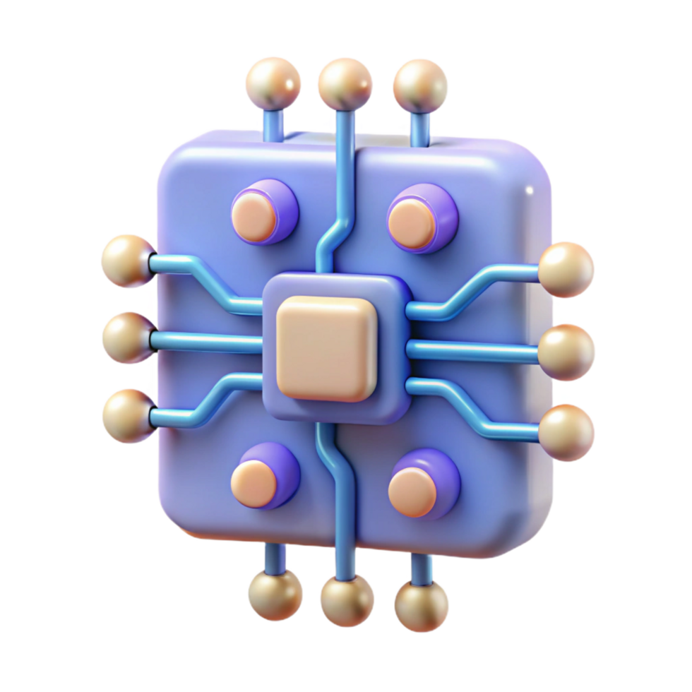 beautiful creative Artificial intelligence circuit board with glowing nodes authentic png