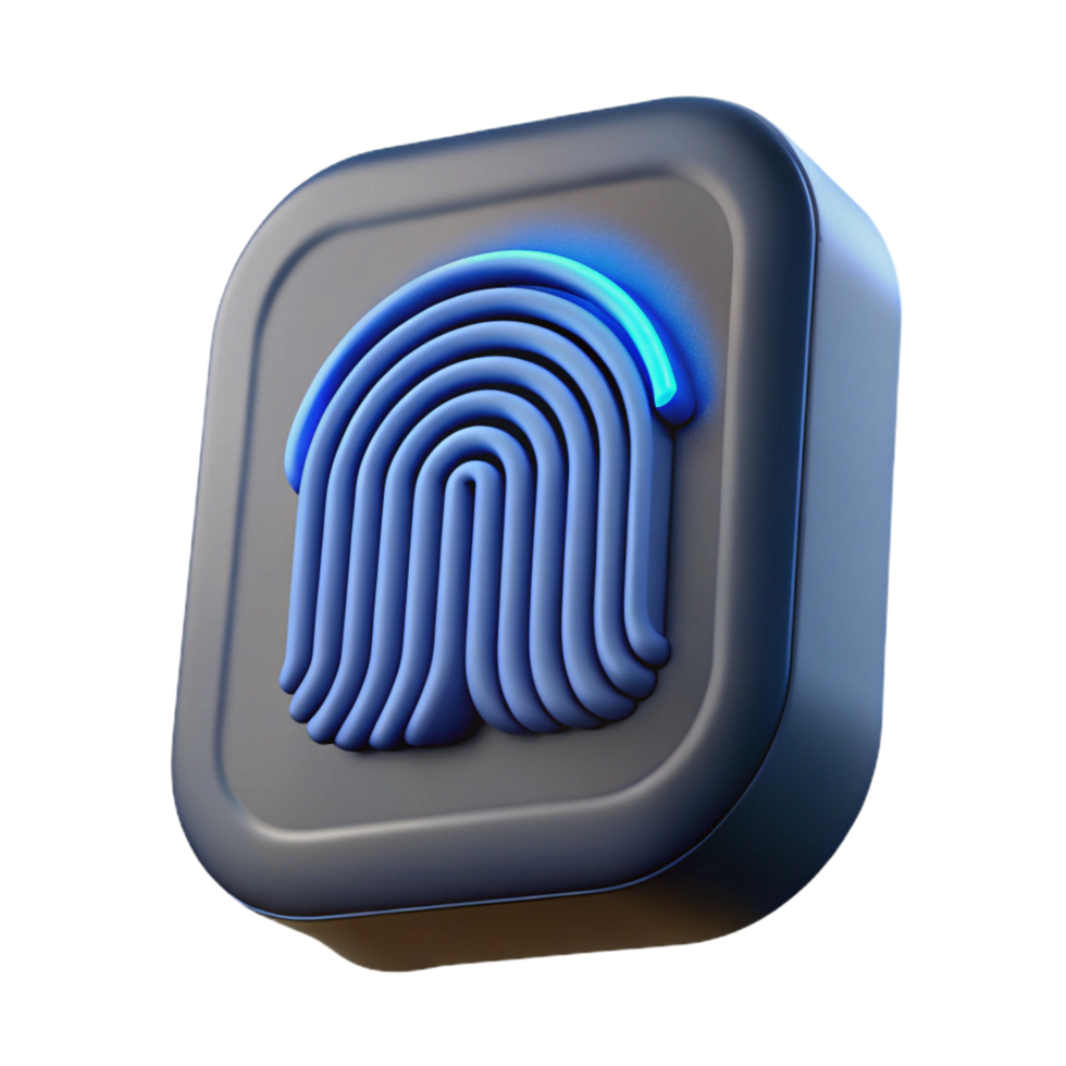 extraordinary minimalist Fingerprint scanner with glowing sensor premium png