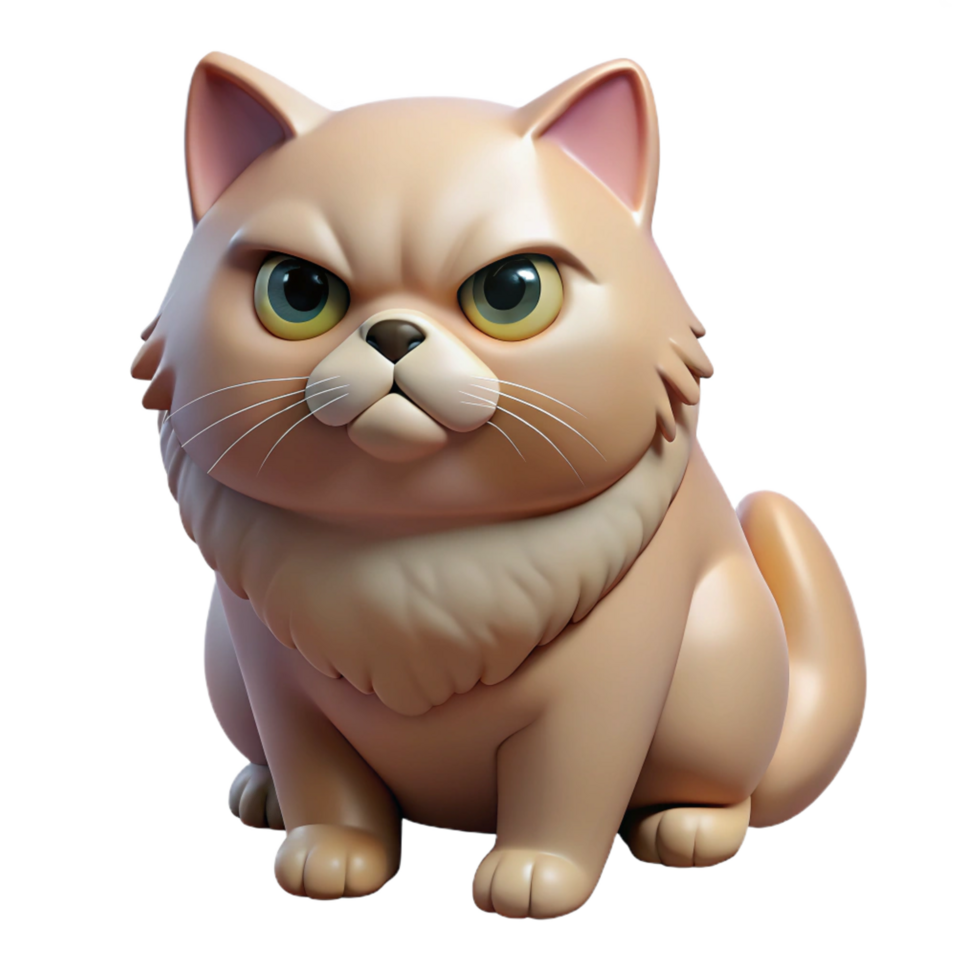 elegant minimalist A grumpy Persian cat with a flat face, original png