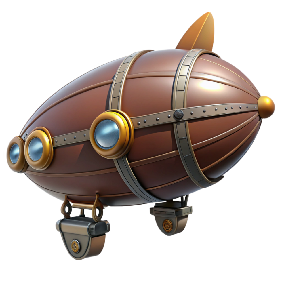 extraordinary minimalist Steampunk zeppelin illustration, isolated object professional png
