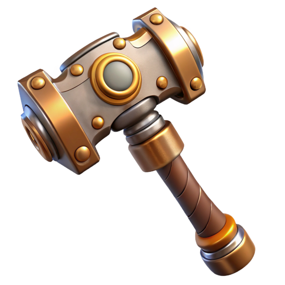 dramatic creative Steampunk hammer tool, isolated object exclusive png