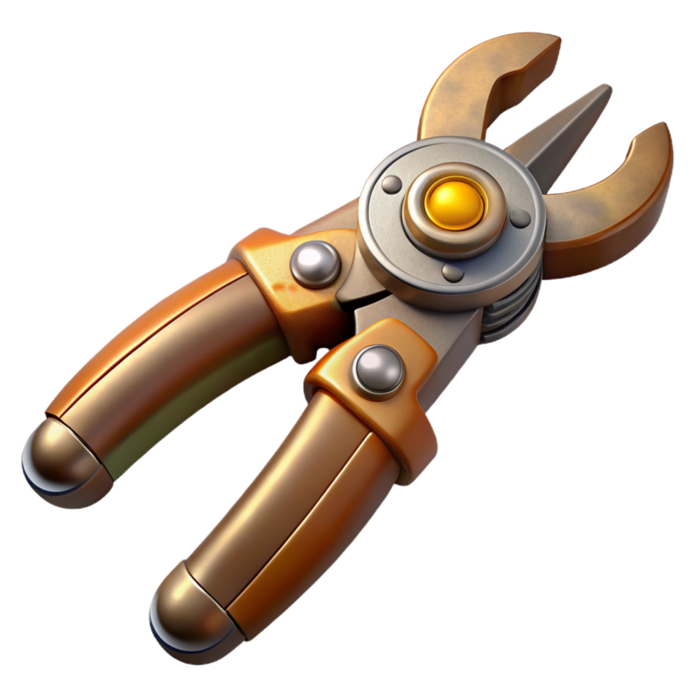 wonderful creative Steampunk pliers tool, isolated object 4K png