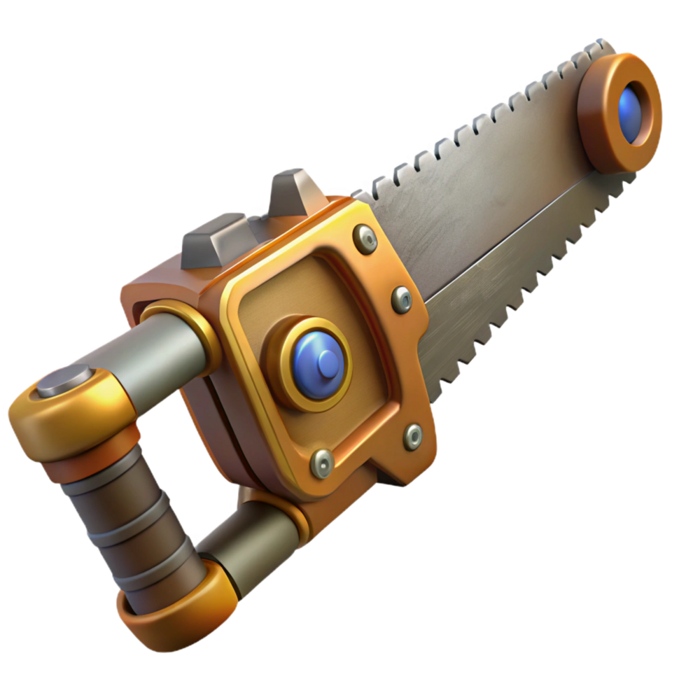elegant abstract Steampunk saw tool, isolated object high quality png