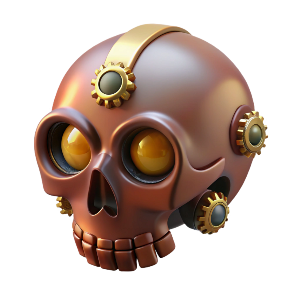 magnificent modern Steampunk skull design element, isolated object premium png