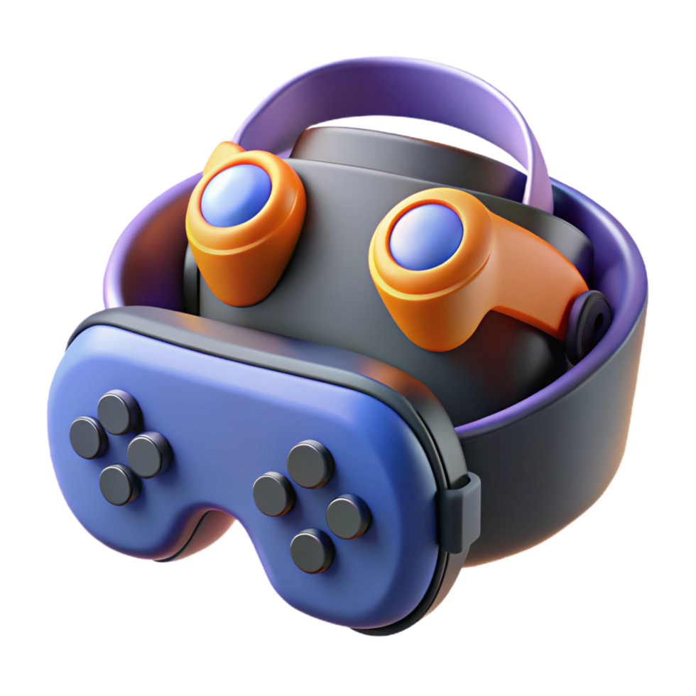 vibrant rustic Virtual reality headset with controllers high quality png