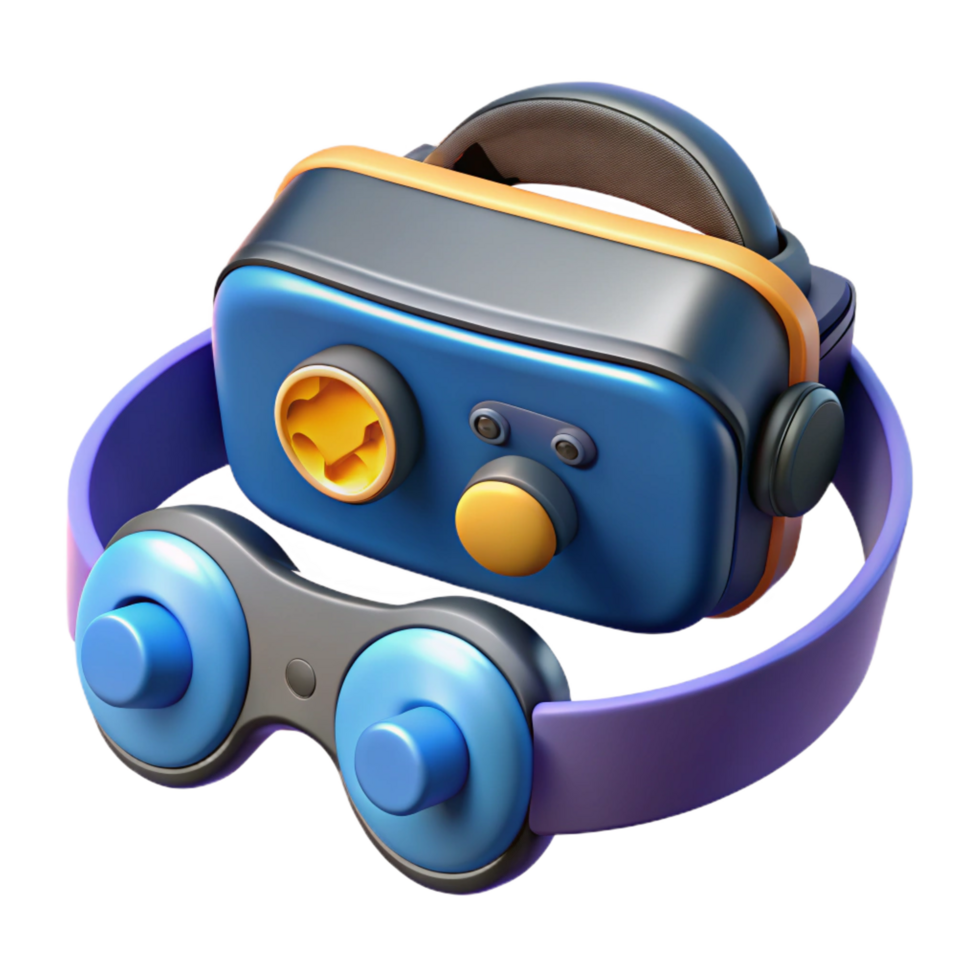 beautiful artistic Virtual reality headset with controllers original png