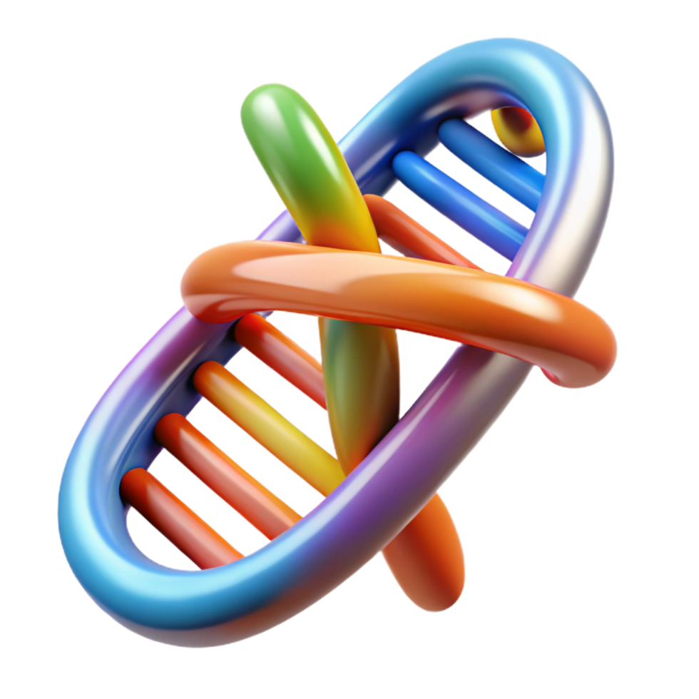 extraordinary creative A DNA strand, double helix, abstract and colorful detailed png