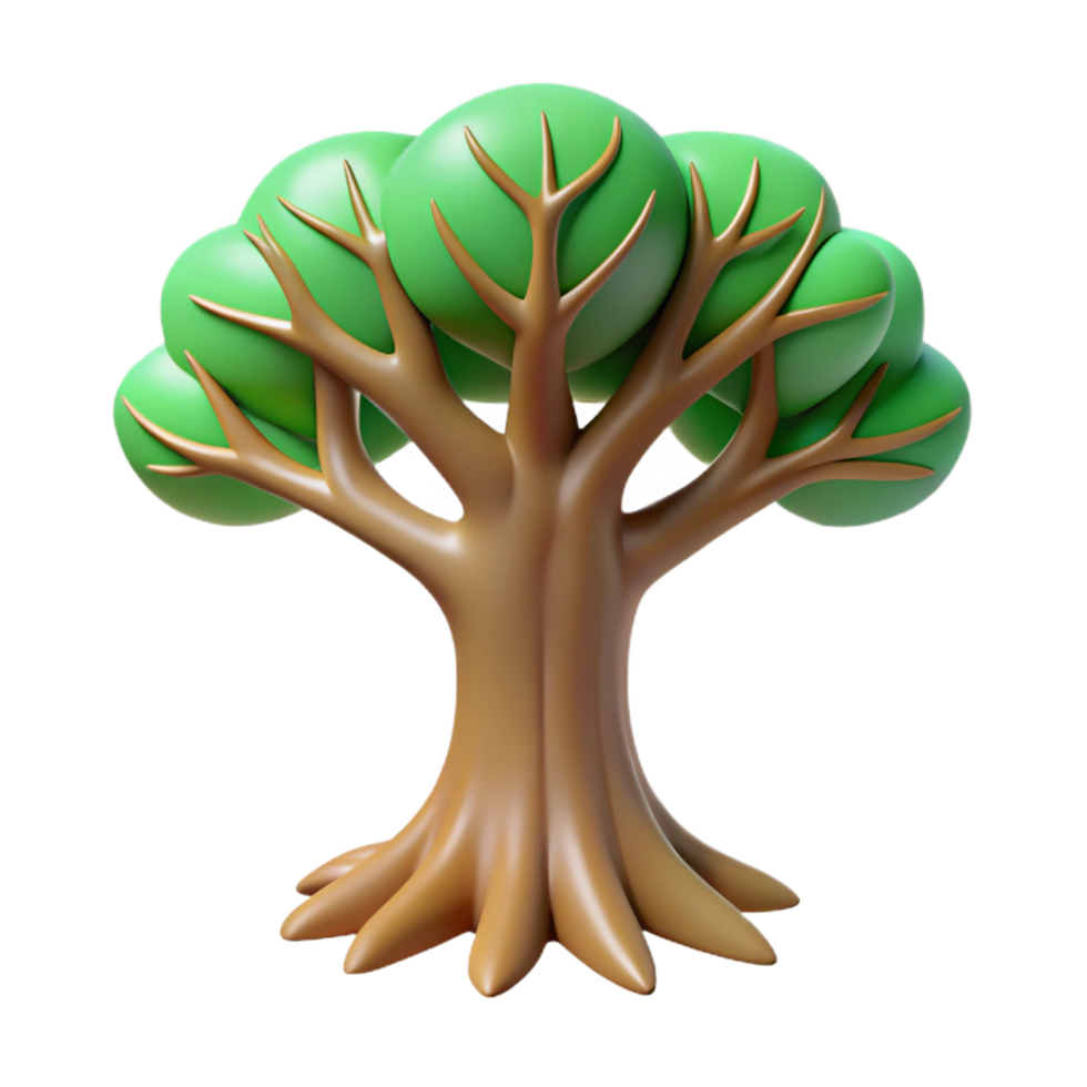 serene rustic A tree, abstract and stylized, roots visible high quality png