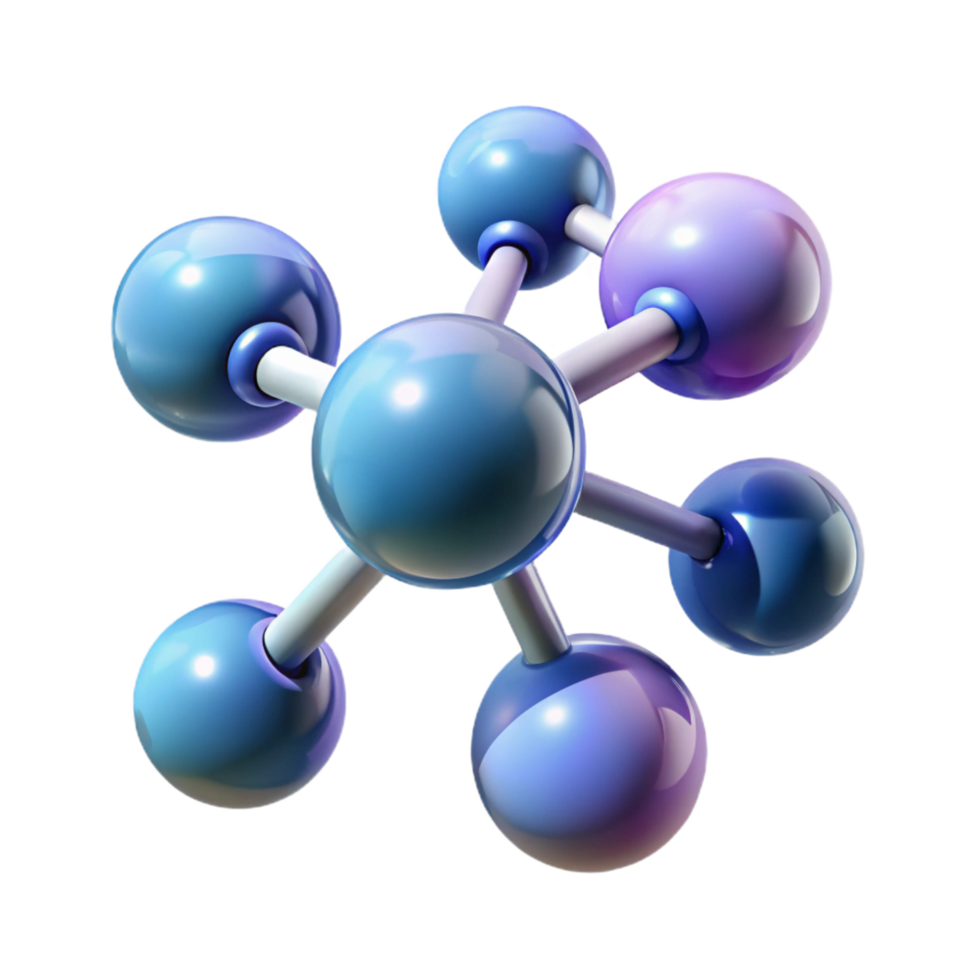 vibrant abstract A molecule, abstract and scientific detailed png