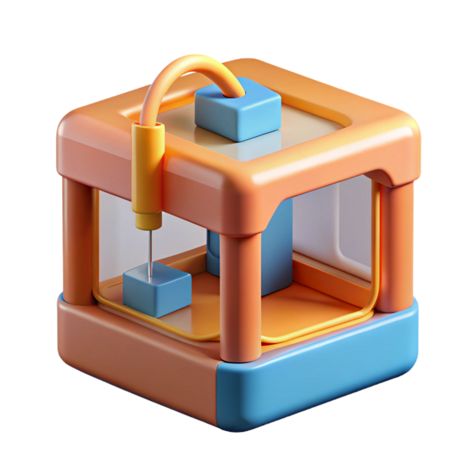 impressive minimalist 3D printer creating an object, original png