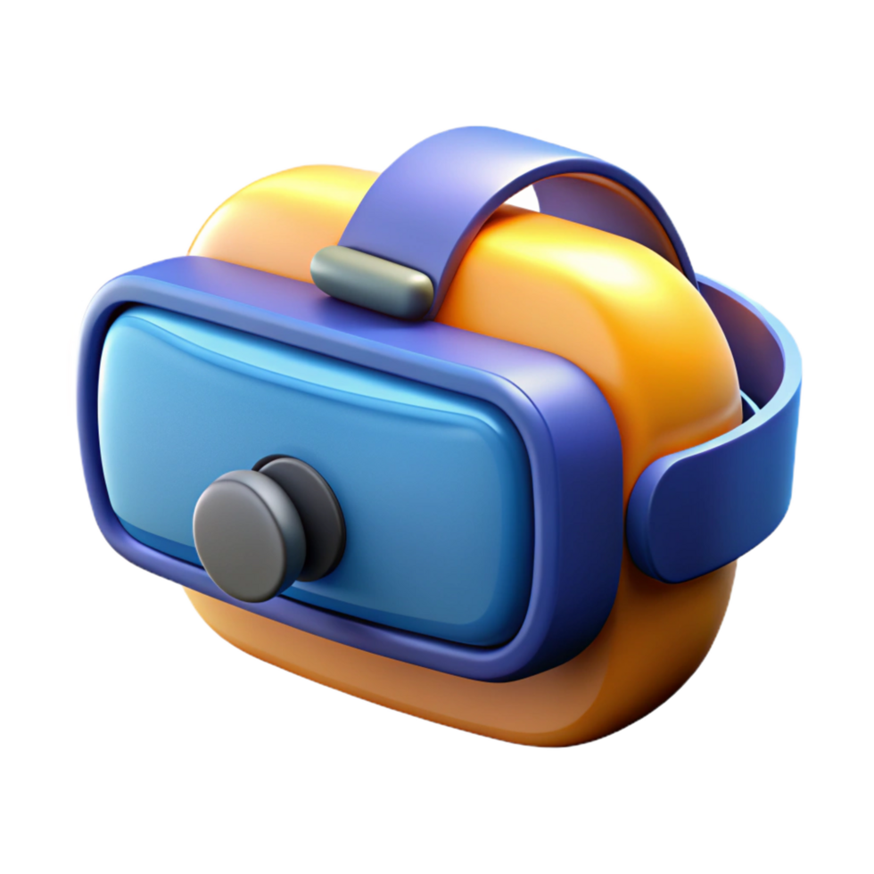 vibrant artistic VR headset with user interface, authentic png