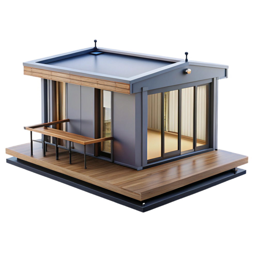 extraordinary rustic Prefabricated modular home unit, 4K png