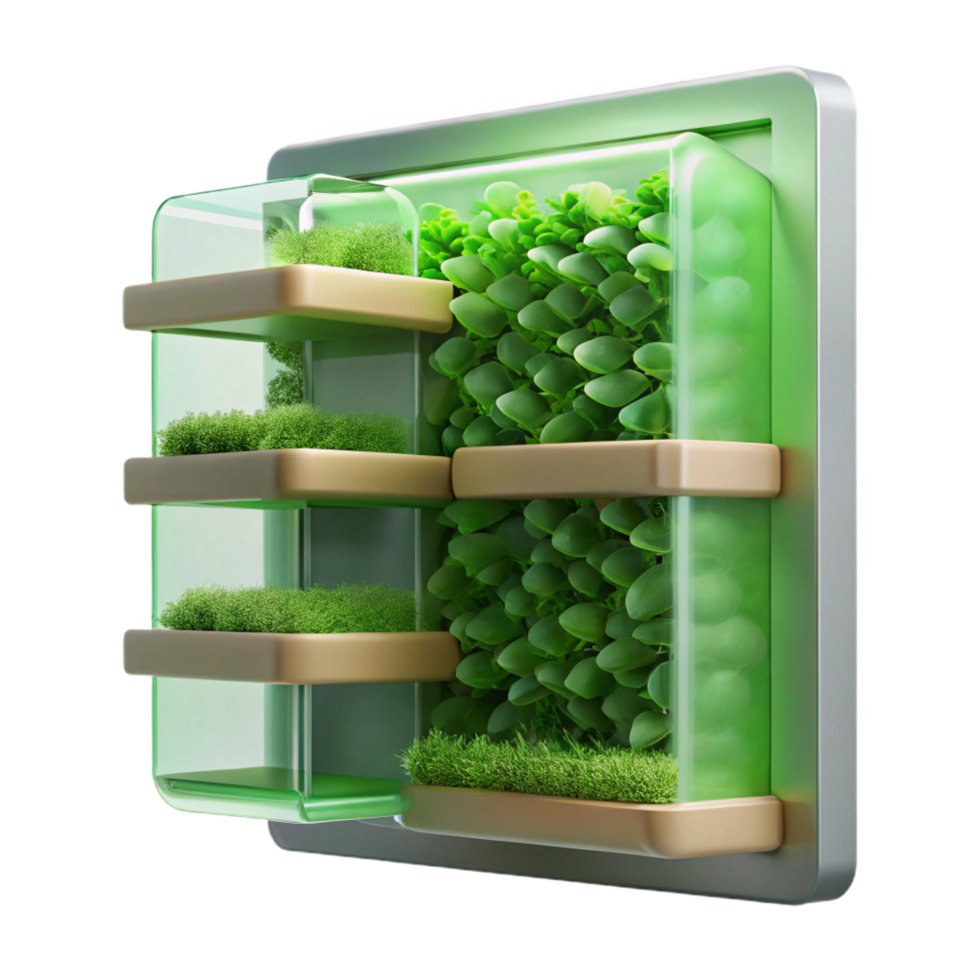 serene abstract Biophilic design green wall module, high quality png