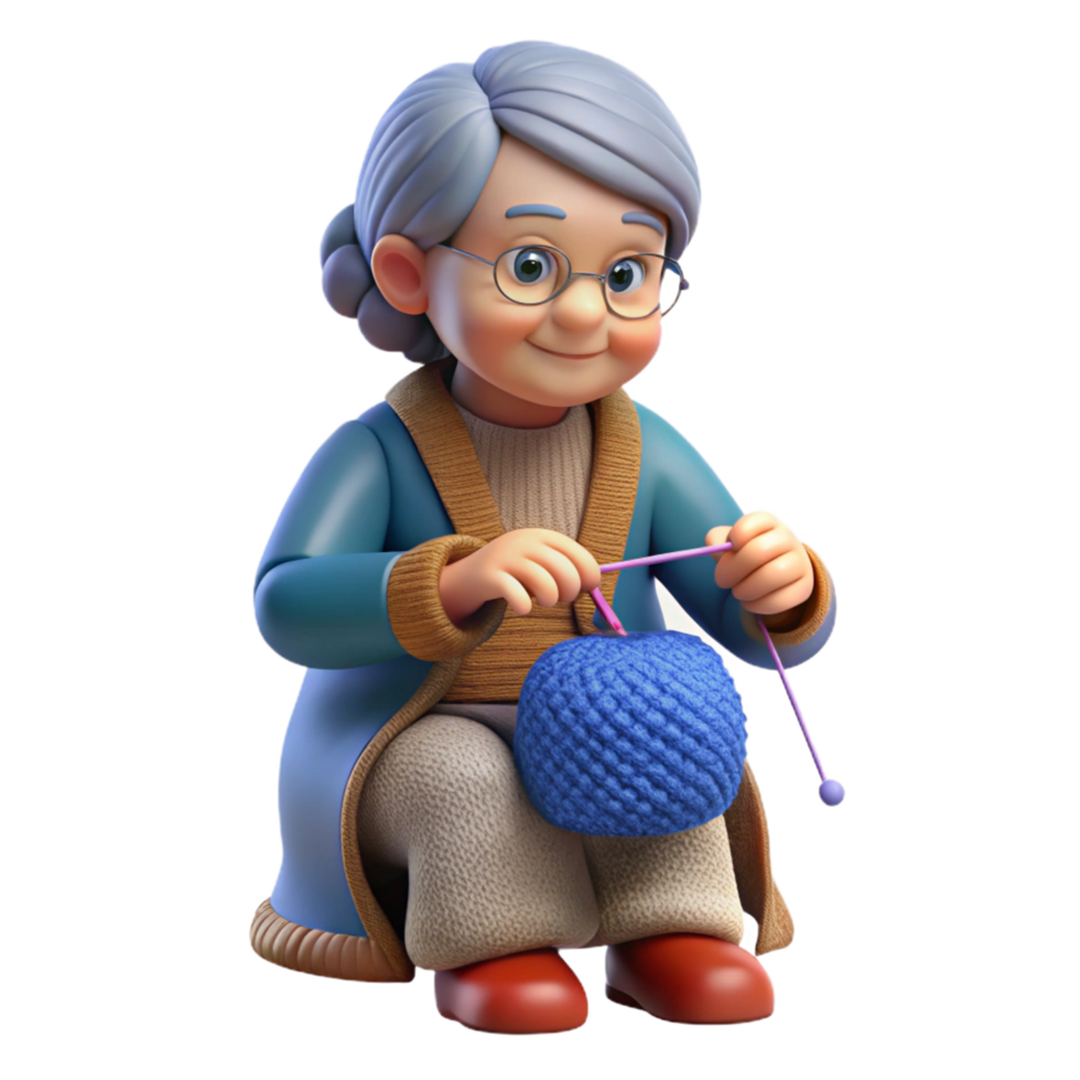 extraordinary abstract Content elderly woman knitting original png