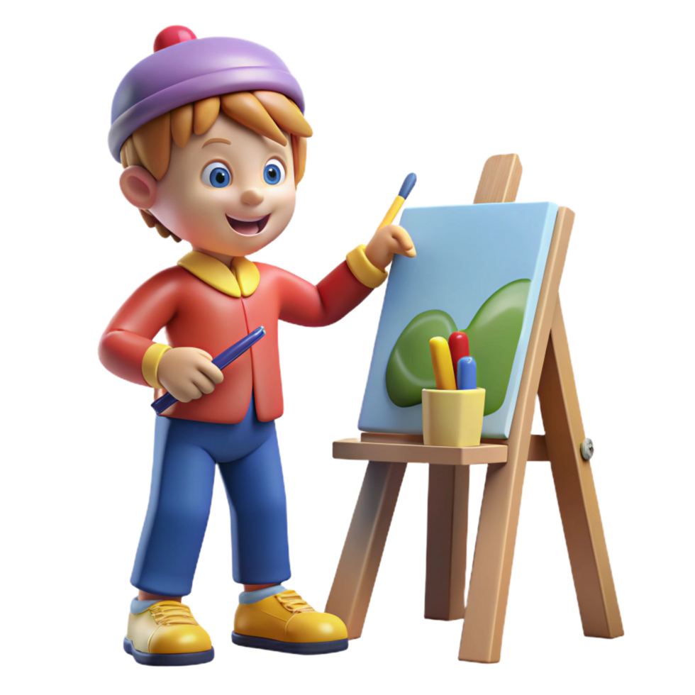 magnificent rustic Creative child painting a picture authentic png