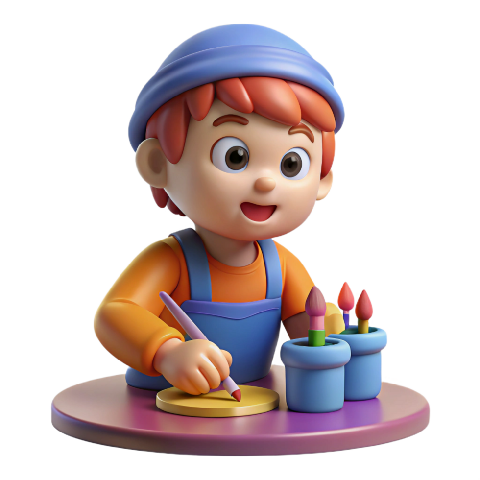 extraordinary rustic Artistic child sculpting with clay detailed png