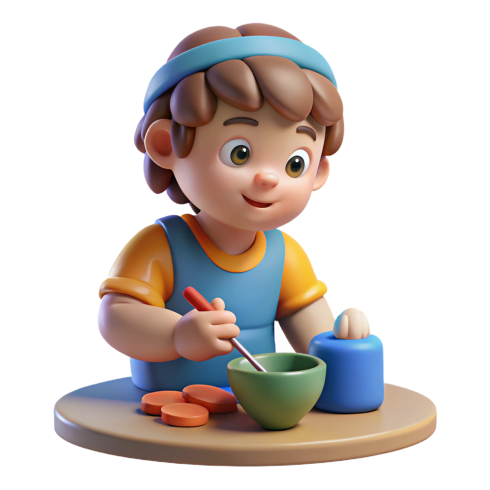 magnificent rustic Artistic child sculpting with clay original png