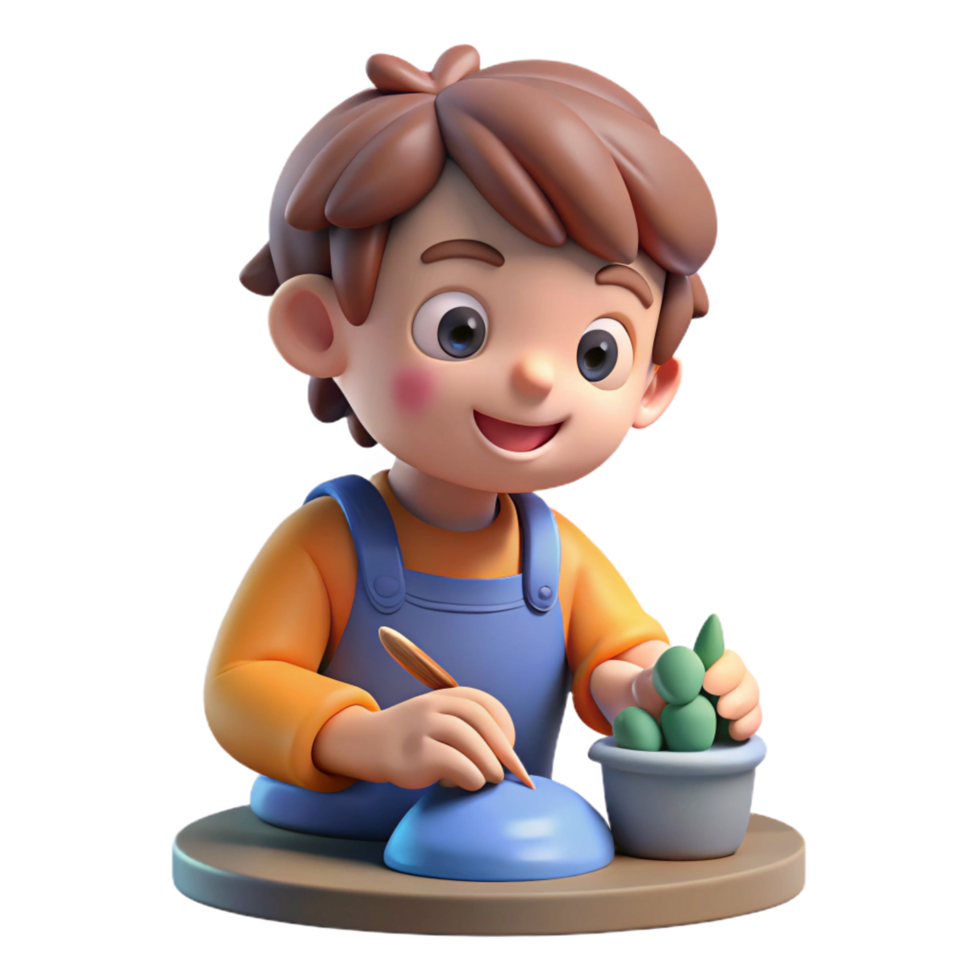 extraordinary rustic Artistic child sculpting with clay genuine png