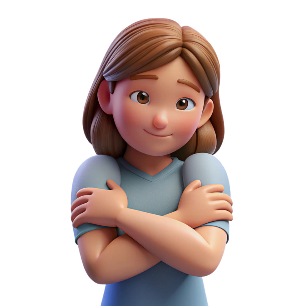 magnificent abstract Withdrawn teenager girl hugging herself detailed png