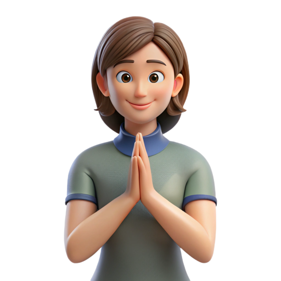 impressive classic Grateful young woman with clasped hands original png
