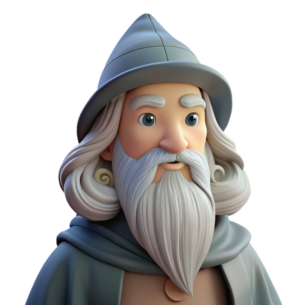elegant minimalist A wise old wizard, with a long white beard high resolution png