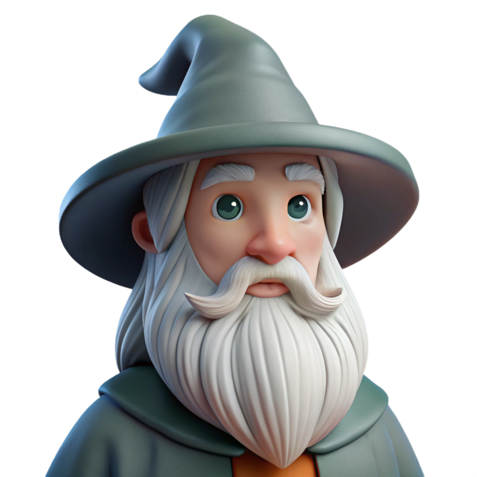 vibrant classic A wise old wizard, with a long white beard premium png