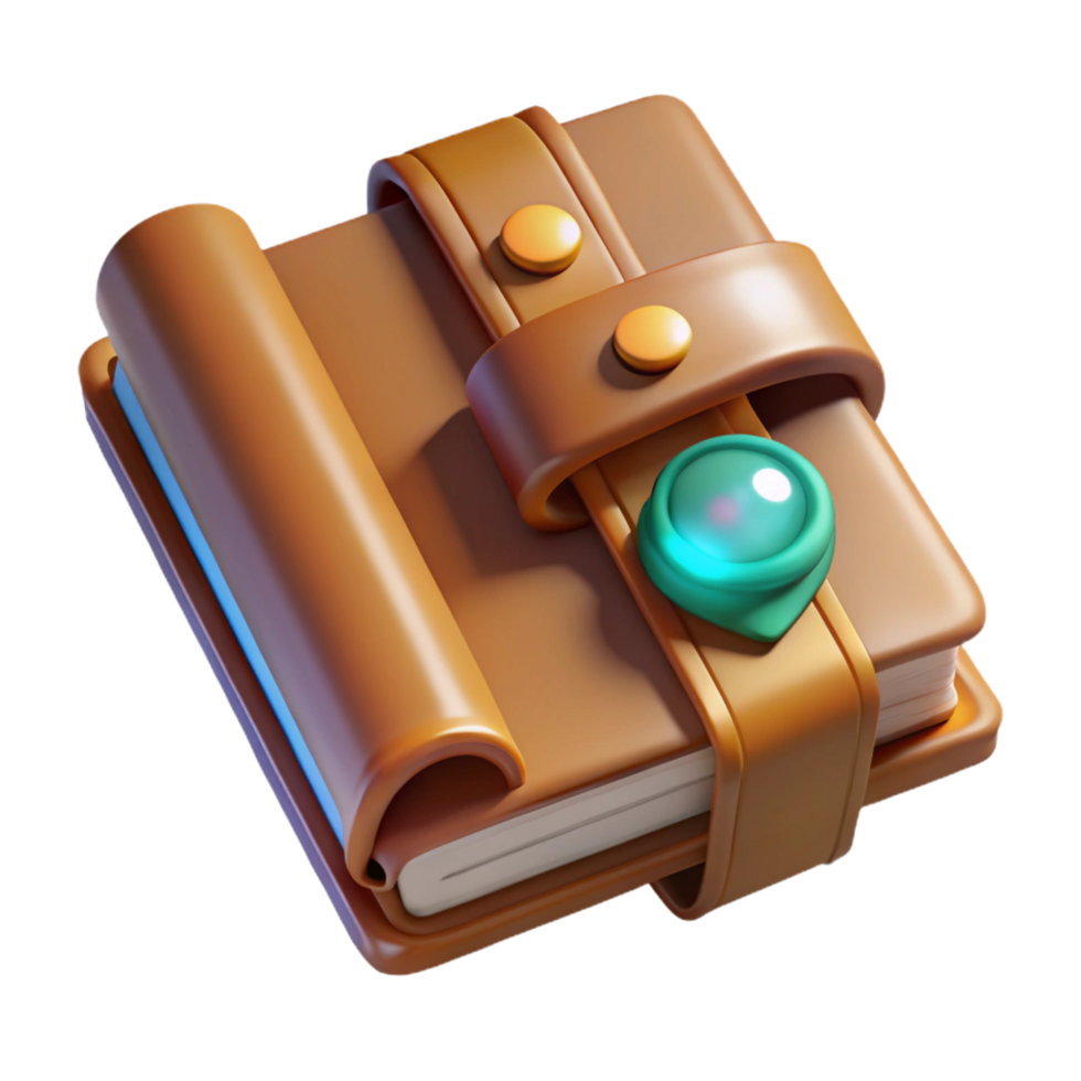 extraordinary contemporary A leather-bound spellbook, open to a glowing page detailed png