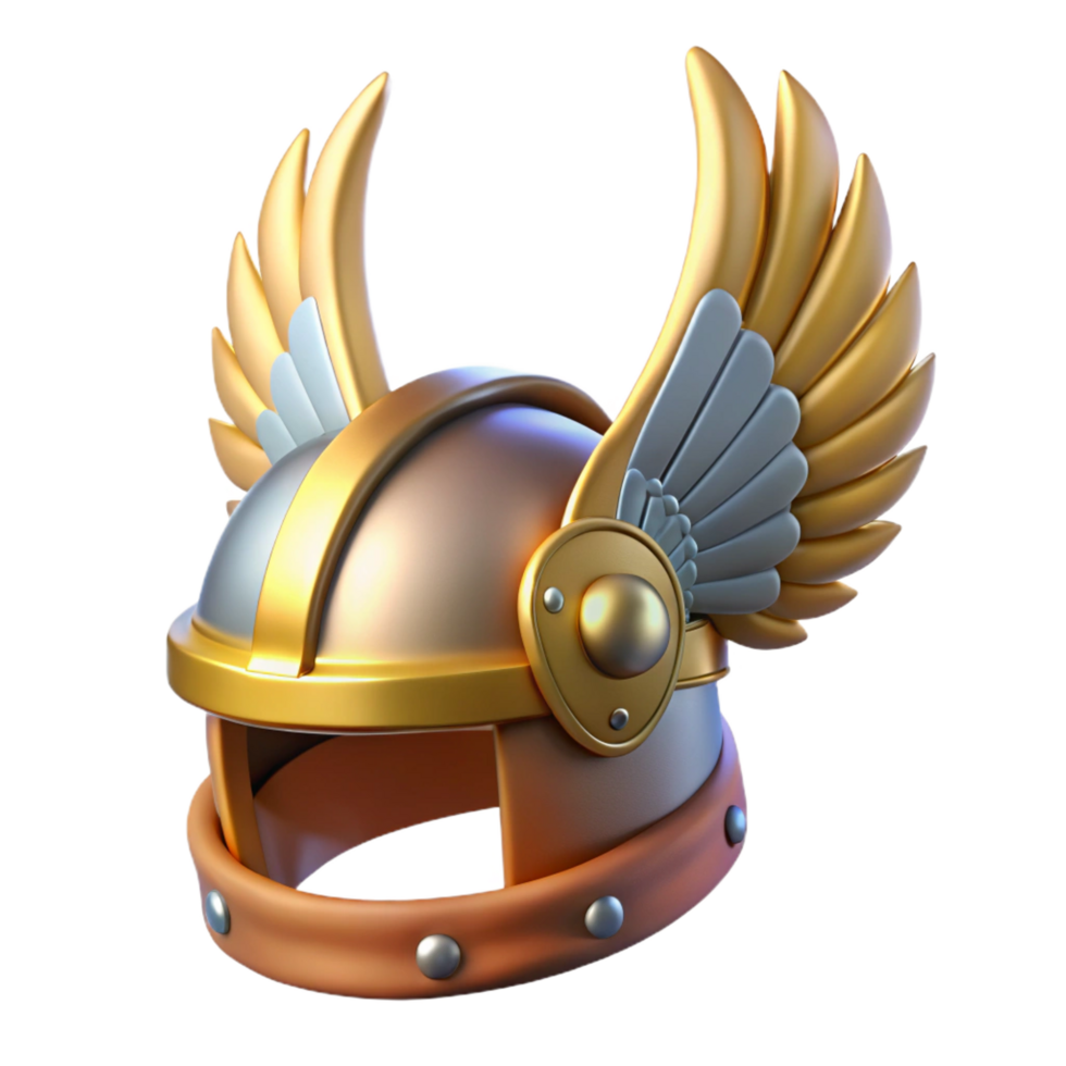 elegant minimalist A winged helmet, adorned with feathers premium png