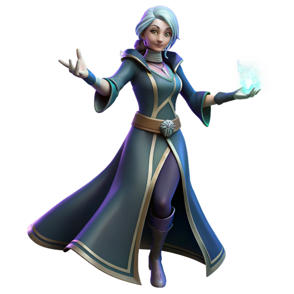 wonderful minimalist A powerful sorceress, casting a spell premium png