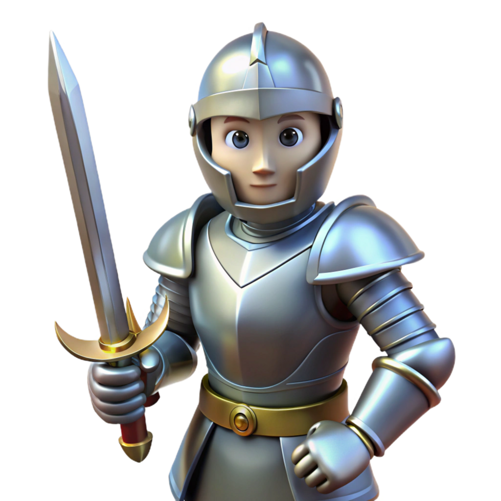 magnificent rustic A knight in shining armor, holding a sword high quality png