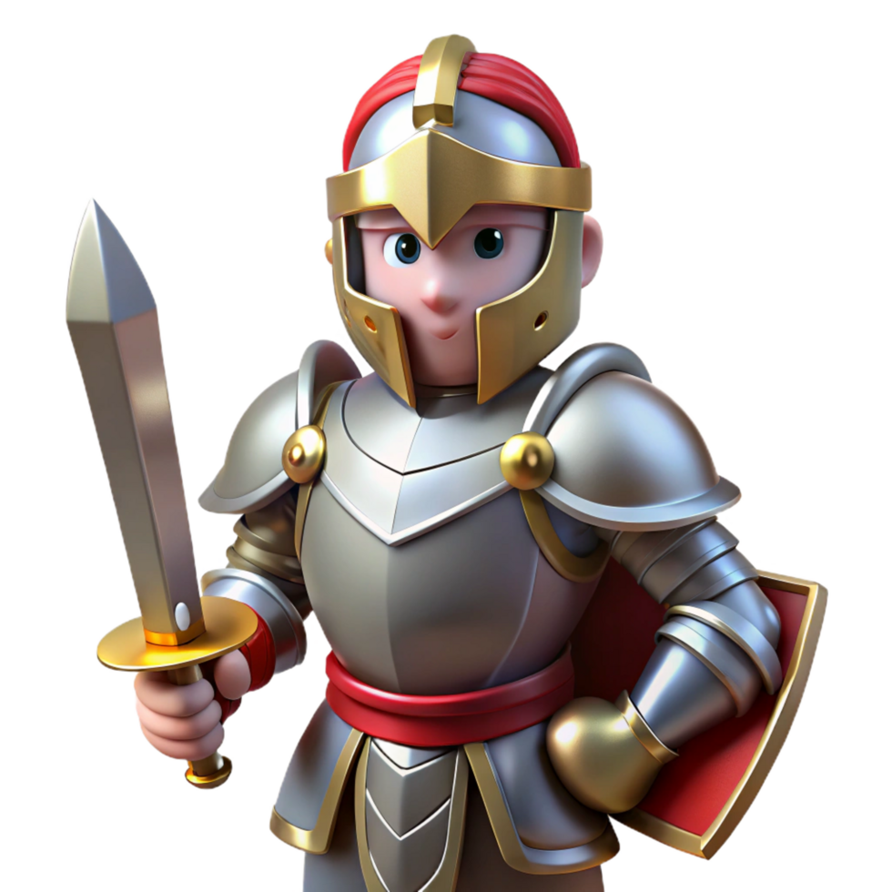beautiful vintage A knight in shining armor, holding a sword genuine png