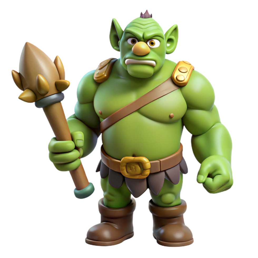 vibrant creative A muscular ogre, holding a club high quality png