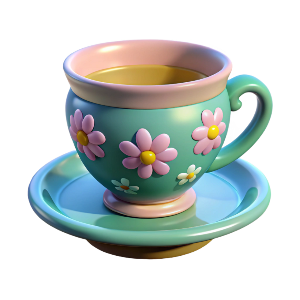impressive classic A whimsical teacup, with a floral pattern high quality png