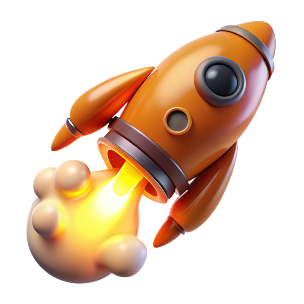 wonderful traditional Spaceship thruster, glowing orange, exhaust fumes depicted as trails high resolution png
