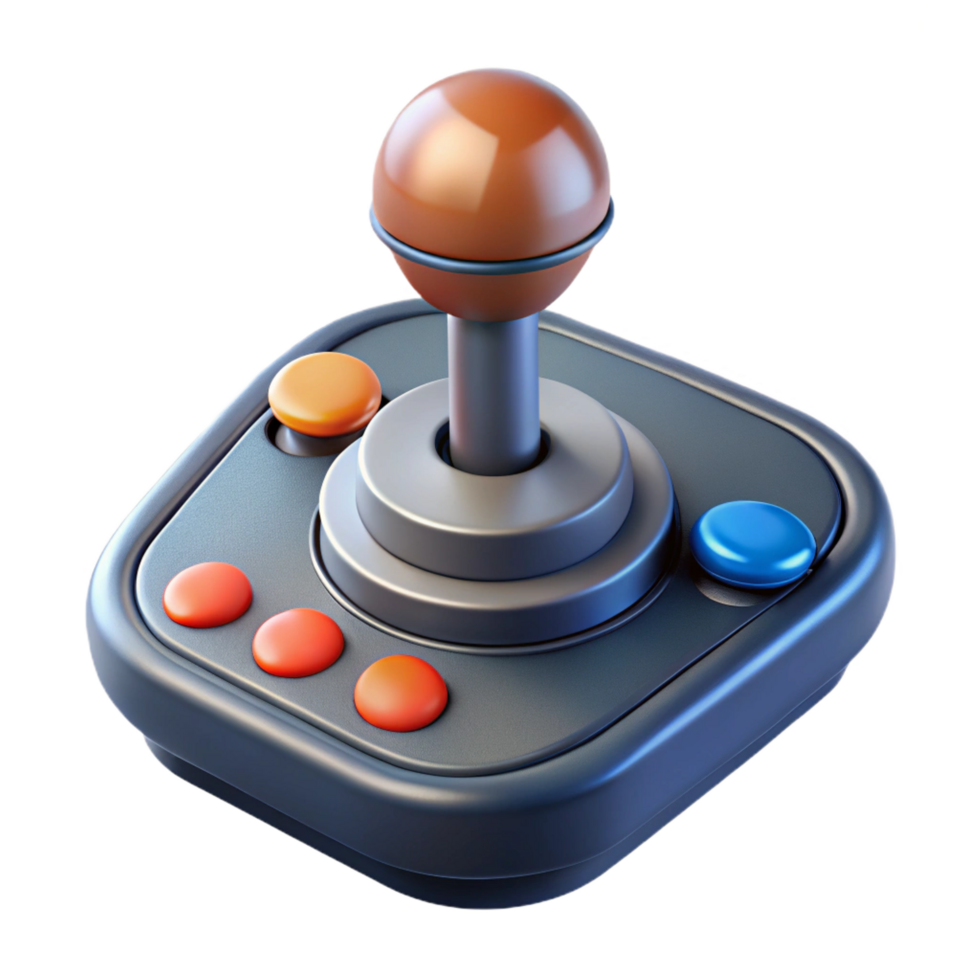 stunning minimalist Spaceship control stick, ergonomic design, buttons and triggers detailed png