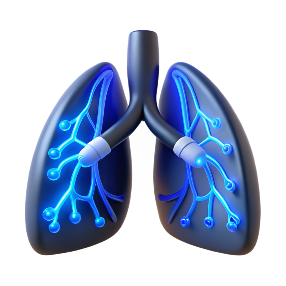 dramatic classic Cybernetic lungs, artificial sacs, glowing blue veins high resolution png
