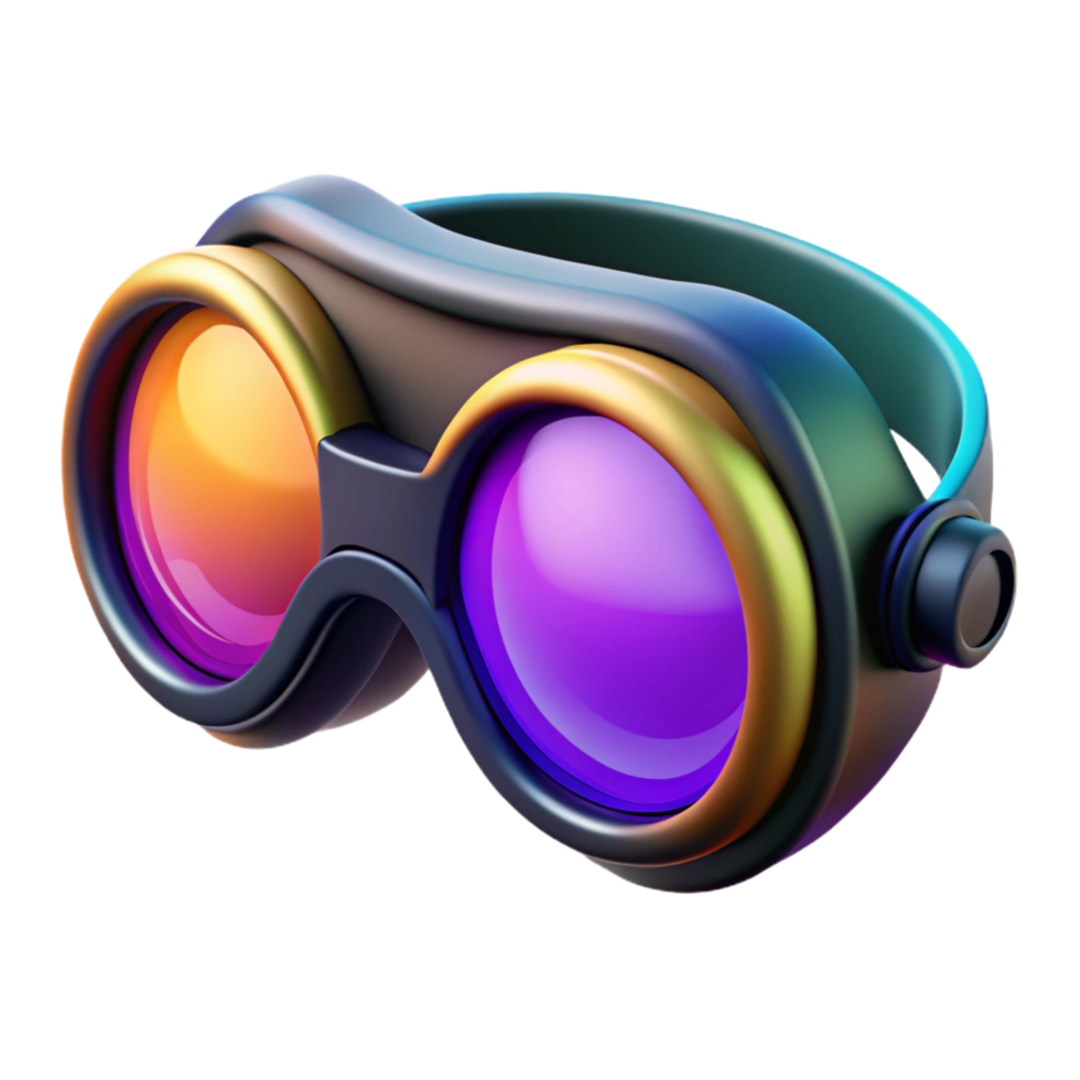serene creative Futuristic goggles, night vision capabilities implied through lens color 4K png