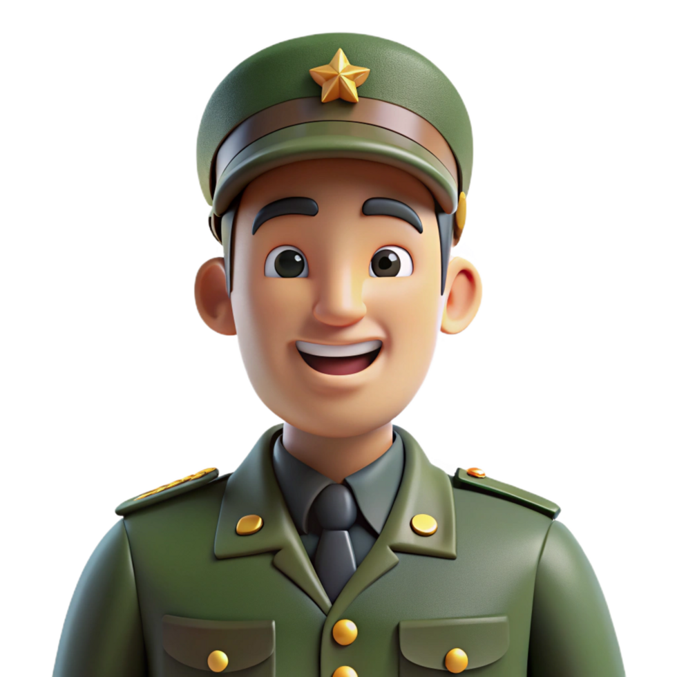 serene artistic Proud military soldier in uniform original png